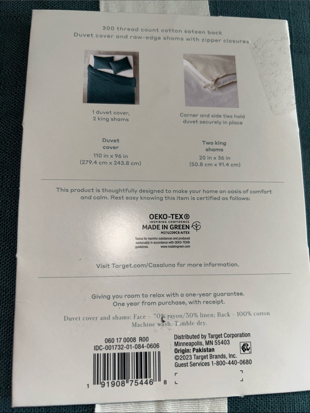 Casaluna King Linen Blend Heavyweight Dark Teal Blue Duvet Cover Set - Picture 12 of 13